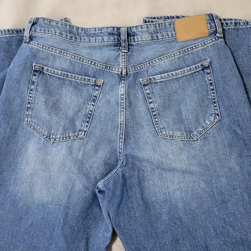 Aeropostale High Rise Wide Leg Jeans Medium Wash Blue‎ Denim Size 12 RN154379